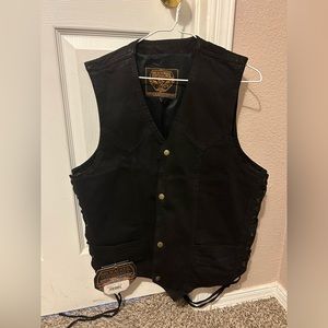 Milwaukee Men's Performance SZ large black Denim Vest CONCEAL POCKETS DM1315.BK